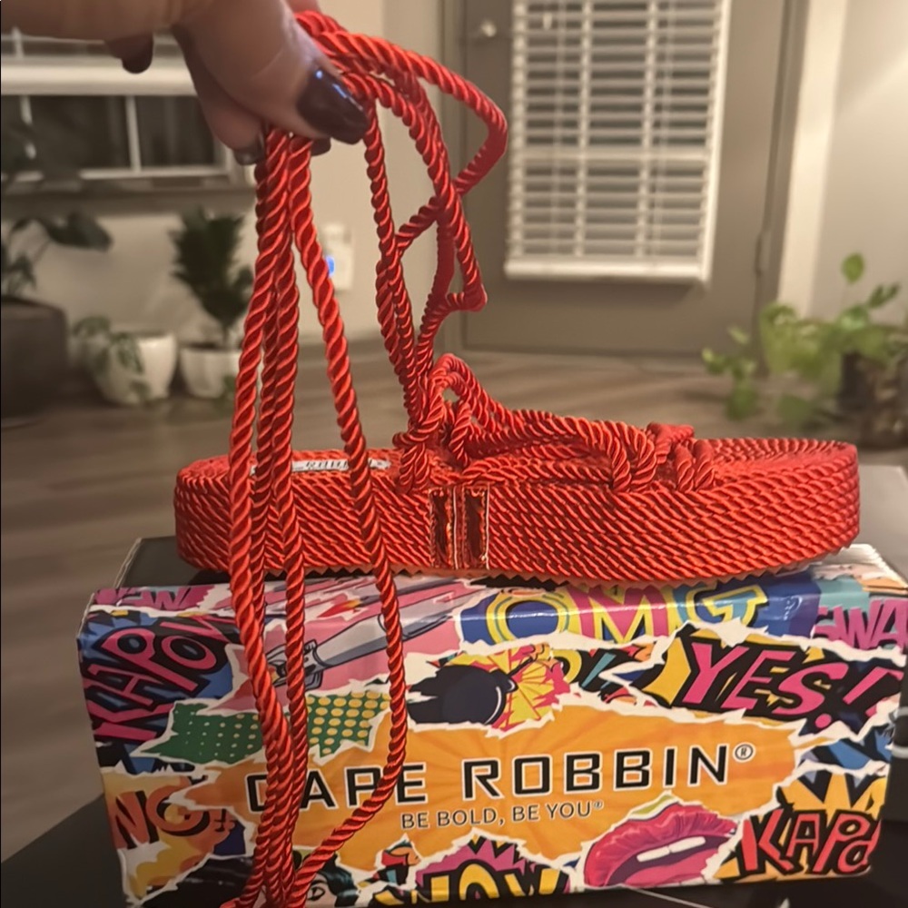 Cape Robbin Red Rope Tie Sandals